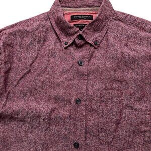Banana Republic Shirt Mens M Long Sleeve Linen Camden Fit Geometric Light Purple